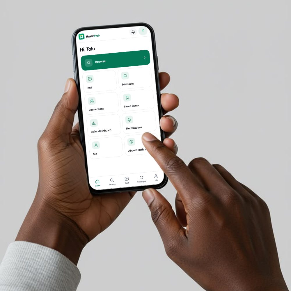 Hustle Hub on a phone